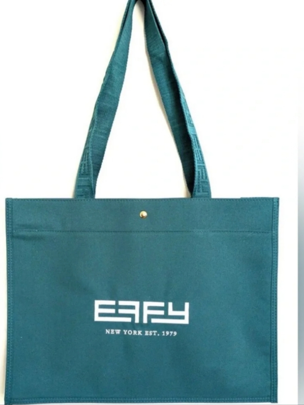 Effy Teal Canvas Tote with White Logo